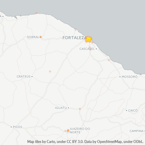 60000-000 Mapa de calor de densidad empresarial