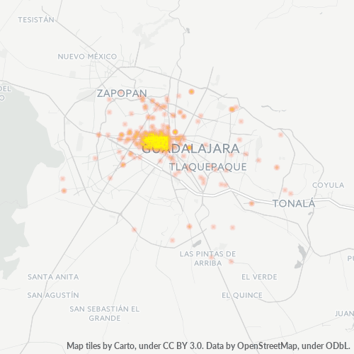 44160 Mapa de calor de densidad empresarial