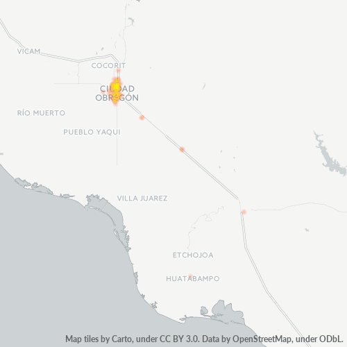 85010 Mapa de calor de densidad empresarial