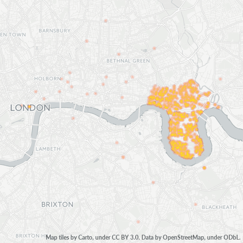 Heatmap for postal code E14