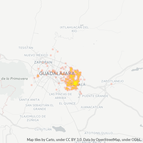 45400 Mapa de calor de densidad empresarial