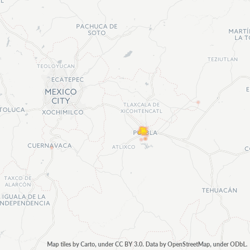 72070 Mapa de calor de densidad empresarial