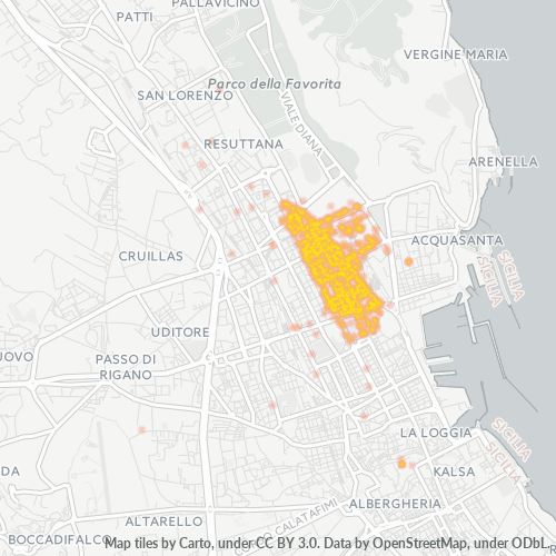 90143 Mappa di concentrazione per la densità di aziende