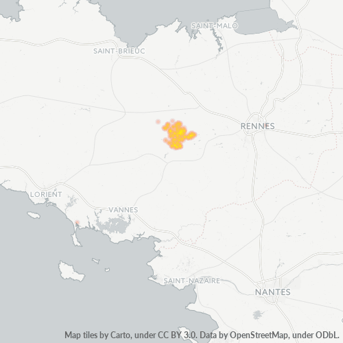 Carte de chaleur pour code postal 56430