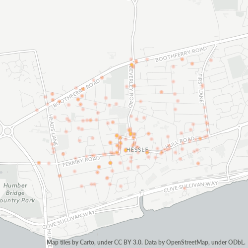 HU13 Business Density Heatmap