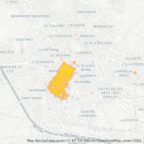 46007 Mapa de calor de densidad empresarial