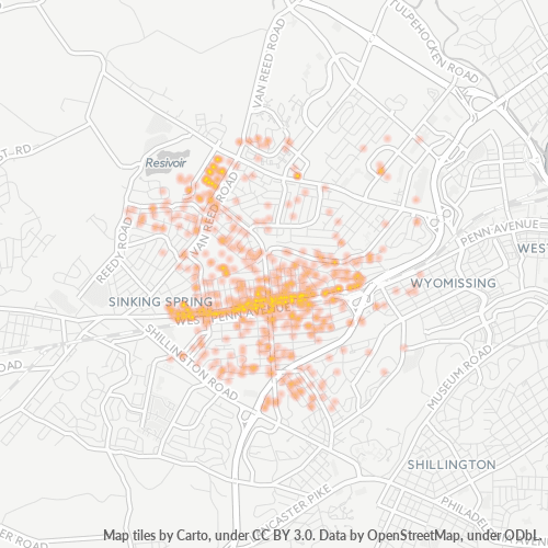 19609 Business Density Heatmap