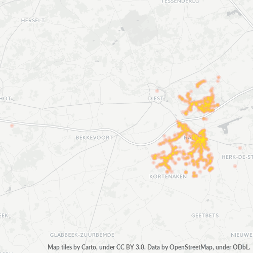 Heatmap voor postcode 3545