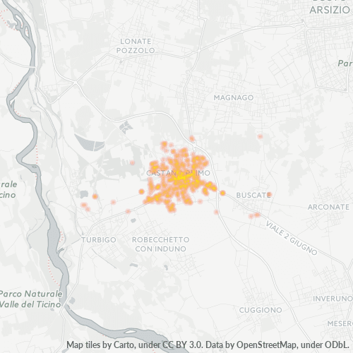 20022 Mappa di concentrazione per la densità di aziende