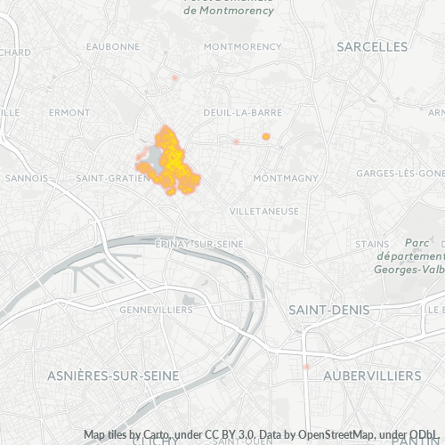 Carte de chaleur pour code postal 95880
