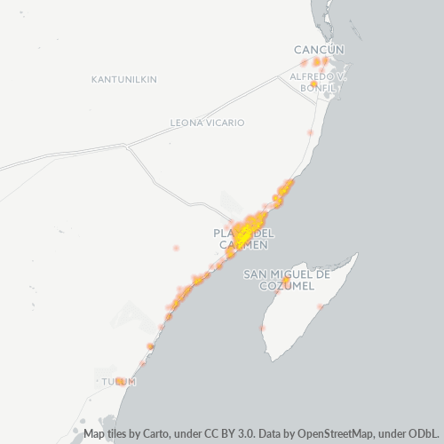 77710 Mapa de calor de densidad empresarial
