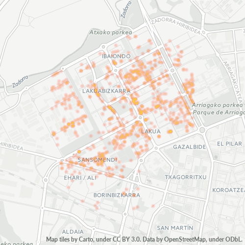 01010 Mapa de calor de densidad empresarial