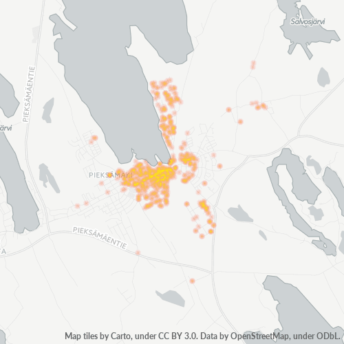 76100 Yritystiheys lämpökarttana