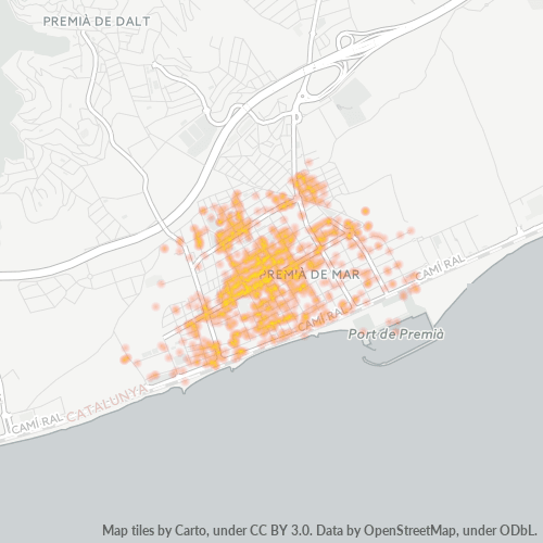 Mapa de calor para código postal 08330