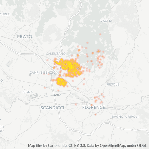 50019 Mappa di concentrazione per la densità di aziende