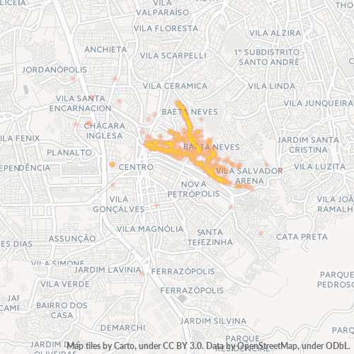 09760-000 Mapa de calor de densidad empresarial