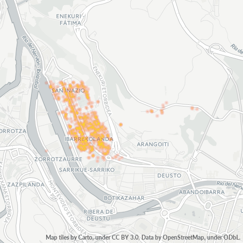 Mapa de calor para código postal 48015