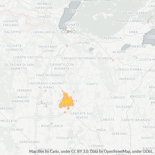 22072 Mappa di concentrazione per la densità di aziende