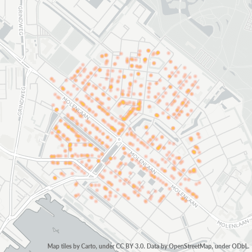Heatmap voor postcode 3055