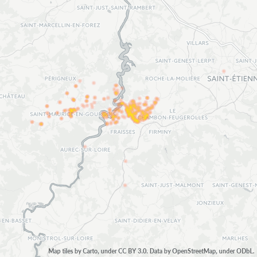 Carte de chaleur pour code postal 42240