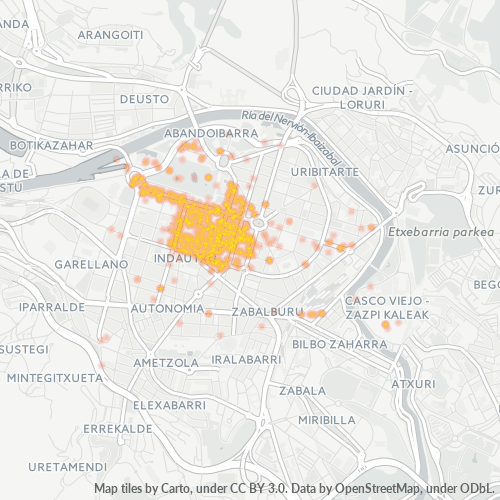Mapa de calor para código postal 48011