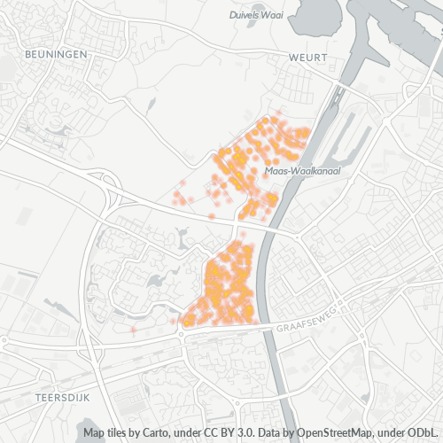 Heatmap voor postcode 6545