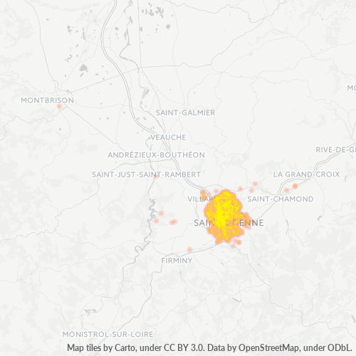 Carte de chaleur pour code postal 42000