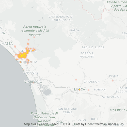 55047 Mappa di concentrazione per la densità di aziende