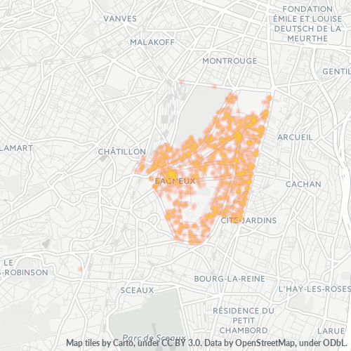 Carte de chaleur pour code postal 92220