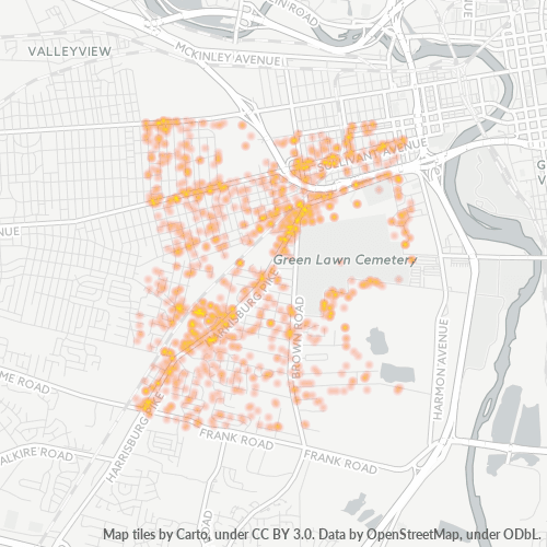 43223 Business Density Heatmap