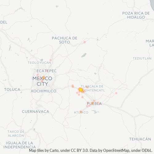 74000 Mapa de calor de densidad empresarial
