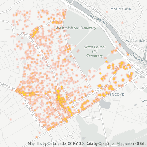 19004 Business Density Heatmap