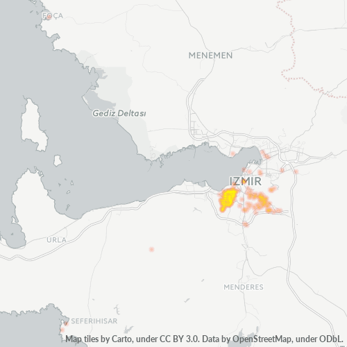 posta kodu 35160 için yoğunluk haritası