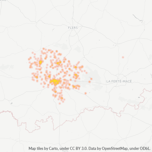 Carte de chaleur pour code postal 61700