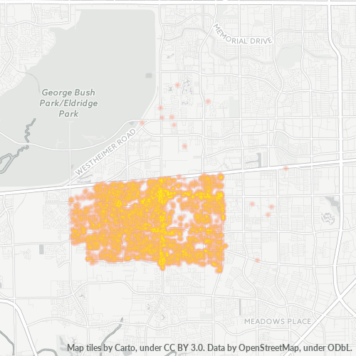 77083 Business Density Heatmap