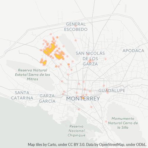 64100 Mapa de calor de densidad empresarial