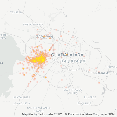 45050 Mapa de calor de densidad empresarial