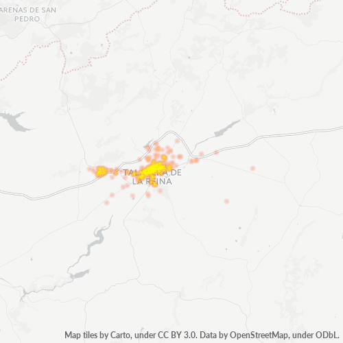 45600 Mapa de calor de densidad empresarial