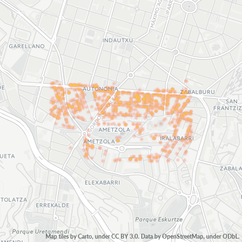 Mapa de calor para código postal 48012