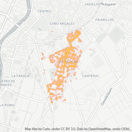 Mapa de calor para código postal 47013