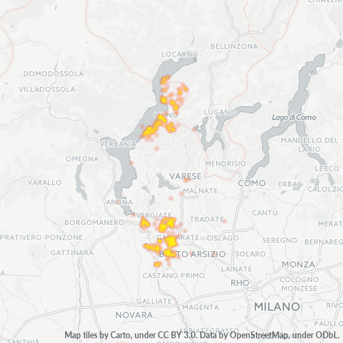 21010 Mappa di concentrazione per la densità di aziende