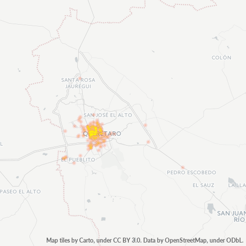76150 Mapa de calor de densidad empresarial
