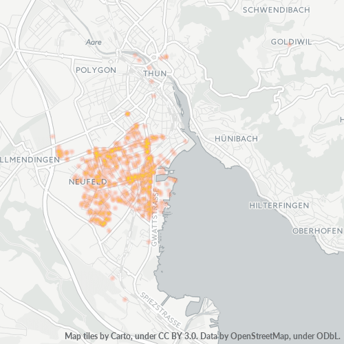 Carte de chaleur pour code postal 3604