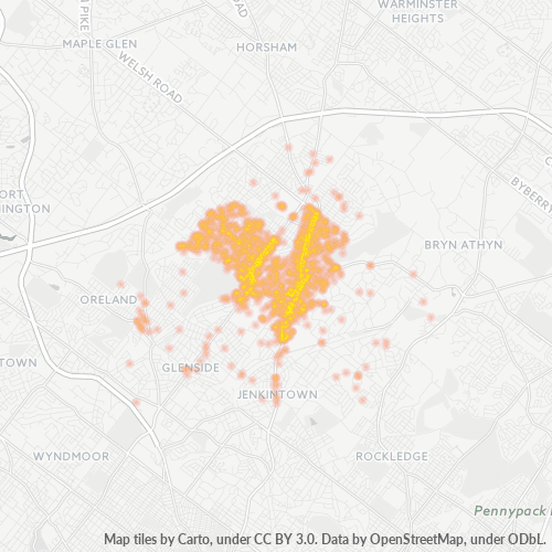 19001 Business Density Heatmap
