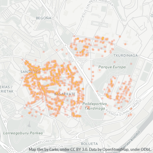 Mapa de calor para código postal 48004