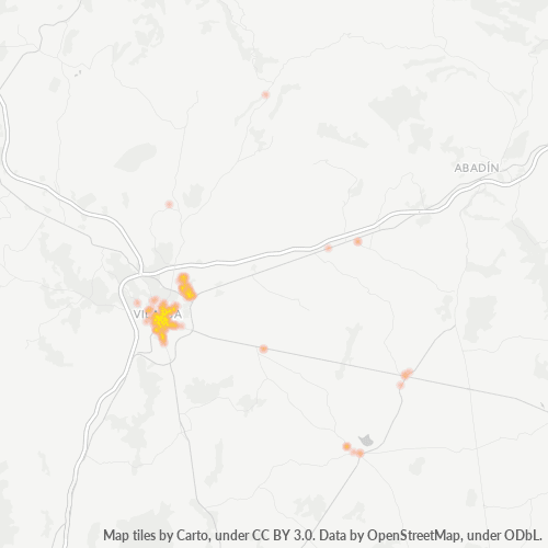 Mapa de calor para código postal 27800