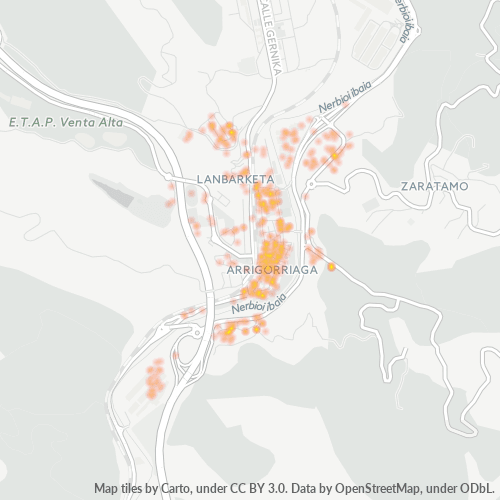 Mapa de calor para código postal 48480
