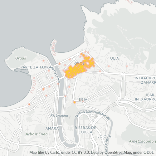Mapa de calor para código postal 20001