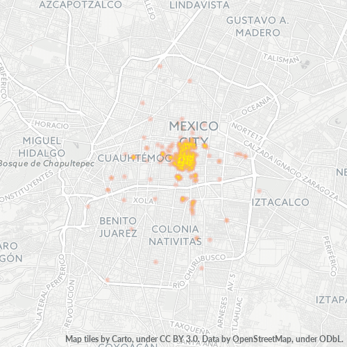 06820 Mapa de calor de densidad empresarial