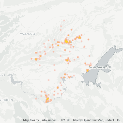 Carte de chaleur pour code postal 04500